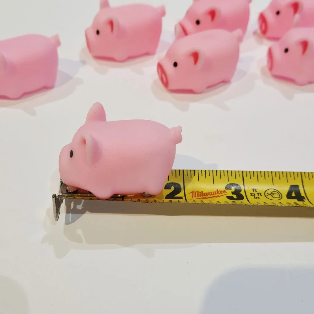 Lot 9 Pigs Squeaky Toy Mini Decor Figure Figurine Farm  Country Granny Core